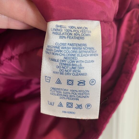 Lands' End Down Filled Puffer Vest Raspberry Purple Button Snaps M 10 / 12 - Picture 3 of 4